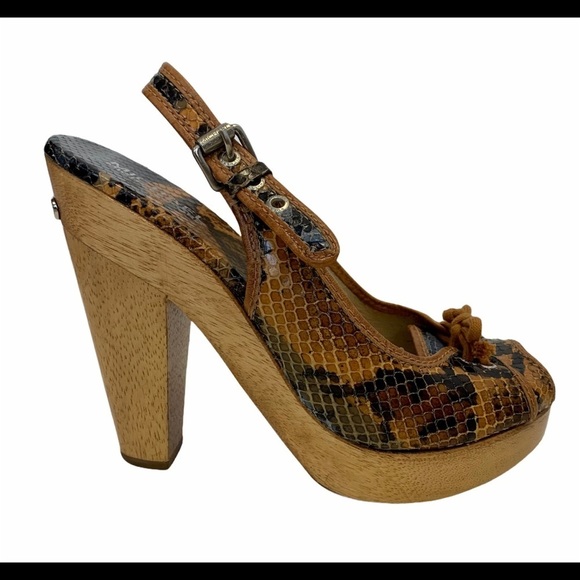 Michael Kors sling back snake skin wooden clogs - Picture 2 of 11